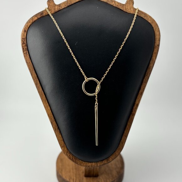 Gold Toned Hoop and Stick Pendant Necklace - Picture 1 of 5